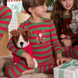 LEVERET NWT KIDS RED/GREEN STRIPE SANTA PJ'S 6YEAR